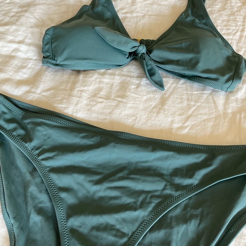 Lively Deep Green Tie-Front Bikini Set - Picture 3 of 8